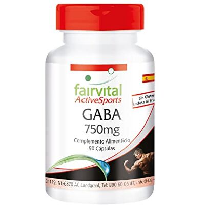 fairvital GABA 750 mg, 90 cápsulas, para 45 dias, 1500 mg por dose diária, VEGANO, ácido gama-aminobutírico fairvital GABA 750 mg, 90 cápsulas, para 45 dias, 1500 mg por dose diária, VEGANO, ácido gama-aminobutírico