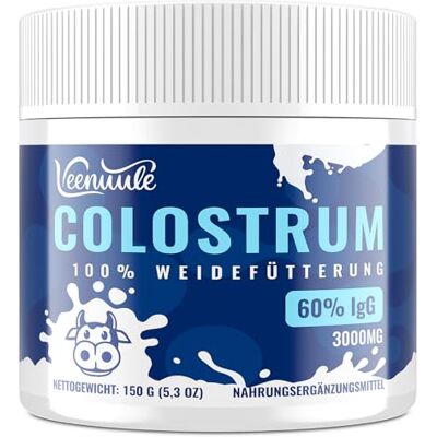 Veenuule Pó de colostro, receita de atualização com 60% de IgG (Imunoglobulinas) naturais, colostro de vaca alimentado com pasto para a saúde intestinal, sem sabor (embalagem de 1) Veenuule Pó de colostro, receita de atualização com 60% de IgG (Imunoglobulinas) naturais, colostro de vaca alimentado com pasto para a saúde intestinal, sem sabor (embalagem de 1)