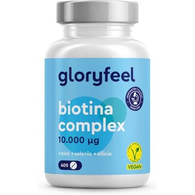 Gloryfeel Biotina em Alta Dose 10.000mcg 400 comprimidos (+1 ano) Biotina Zinco e Selénio para Pele, Cabelo e Unhas* Com Vitamina C, Silício e B5 Biodisponível (Bisglicinato de zinco + D-biotina) Gloryfeel Biotina em Alta Dose 10.000mcg 400 comprimidos (+1 ano) Biotina Zinco e Selénio para Pele, Cabelo e Unhas* Com Vitamina C, Silício e B5 Biodisponível (Bisglicinato de zinco + D-biotina)