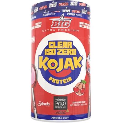 BIG Proteína clara isolada Clear Whey Protein Sabor Kojak Proteína de soro de leite Matéria-prima Premium Massa muscular, recuperação Textura tipo isotónica (750 g, Cereja Original) BIG Proteína clara isolada Clear Whey Protein Sabor Kojak Proteína de soro de leite Matéria-prima Premium Massa muscular, recuperação Textura tipo isotónica (750 g, Cereja Original)