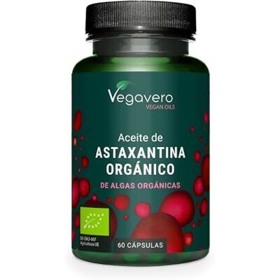 Vegavero Astaxantina BIO 8 mg em óleo ecológico puro, alta absorção, 60 cápsulas, antioxidante e para a visão, sem aditivos, vegano Vegavero Astaxantina BIO 8 mg em óleo ecológico puro, alta absorção, 60 cápsulas, antioxidante e para a visão, sem aditivos, vegano