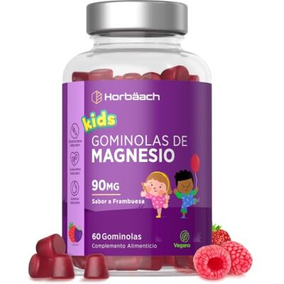 Horbäach Magnésio ginolas para crianças, 90 mg por ginola de magnésio elemental 60 Gummies Veganas sabor morango Para 2 meses Magnesium Supplement Horbaach Horbäach Magnésio ginolas para crianças, 90 mg por ginola de magnésio elemental 60 Gummies Veganas sabor morango Para 2 meses Magnesium Supplement Horbaach