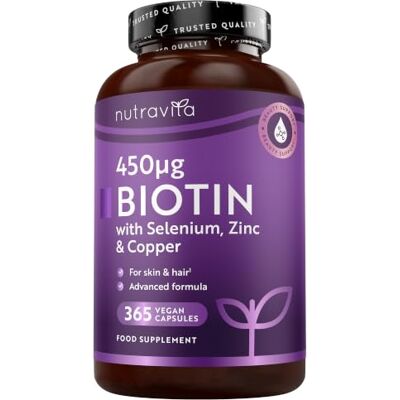 Nutravita Biotina zinco selénio e cobre, 365 cápsulas biotin para 1 ano Biotina para o cabelo, a pele e as unhas com selénio e zinco veganas suplementos de Biotin Complex Nutravita Biotina zinco selénio e cobre, 365 cápsulas biotin para 1 ano Biotina para o cabelo, a pele e as unhas com selénio e zinco veganas suplementos de Biotin Complex