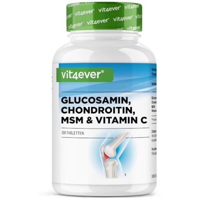 Vit4ever Glucosamina condroitina MSM 365 comprimidos, altamente dosado com 2000 mg por dia, fornecimento por 3 meses sem aditivos indesejados 1000 mg de Glucosamina MSM con 99,9% de Pureza Vitamina C de Acerola Vit4ever Glucosamina condroitina MSM 365 comprimidos, altamente dosado com 2000 mg por dia, fornecimento por 3 meses sem aditivos indesejados 1000 mg de Glucosamina MSM con 99,9% de Pureza Vitamina C de Acerola