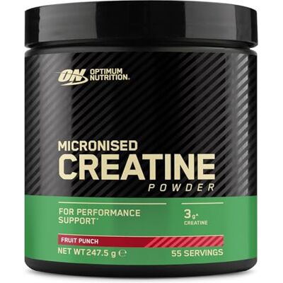 Optimum Nutrition Creatina micronizada em pó, sabor ponche de frutas, 247,5g, 55 doses Optimum Nutrition Creatina micronizada em pó, sabor ponche de frutas, 247,5g, 55 doses