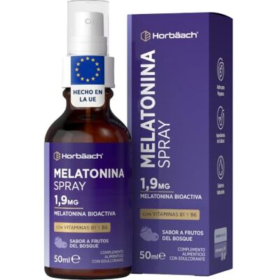 Horbäach Melatonina pura de 1,9 mg gotas para adultos, com vitamina B6 & B1 Melatonin Spray Melatonina bioativa sabor a frutos da floresta, Horbaach Horbäach Melatonina pura de 1,9 mg gotas para adultos, com vitamina B6 & B1 Melatonin Spray Melatonina bioativa sabor a frutos da floresta, Horbaach