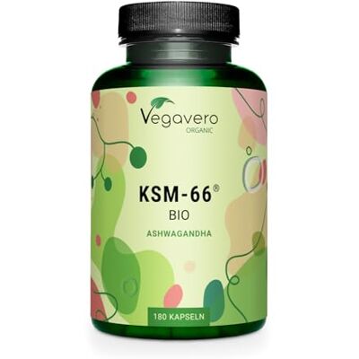 Vegavero Ashwagandha KSM-66 Ecológica, extrato de 600 mg adaptador e relaxante, 180 cápsulas, 30 mg de Withanólidos, sem aditivos e vegano Vegavero Ashwagandha KSM-66 Ecológica, extrato de 600 mg adaptador e relaxante, 180 cápsulas, 30 mg de Withanólidos, sem aditivos e vegano