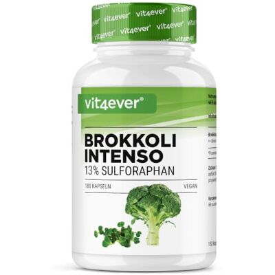 Vit4ever Extrato de brócolos, 180 cápsulas, 1310 mg por dose diária, 10% sulforafano, brotos de brócolos, biodisponibilidade otimizada altas doses veganas 13 % de Sulforafano Brotes de Brócoli Alta Dosis Vegano Sin Aditivos innecesarios Vit4ever Extrato de brócolos, 180 cápsulas, 1310 mg por dose diária, 10% sulforafano, brotos de brócolos, biodisponibilidade otimizada altas doses veganas 13 % de Sulforafano Brotes de Brócoli Alta Dosis Vegano Sin Aditivos innecesarios