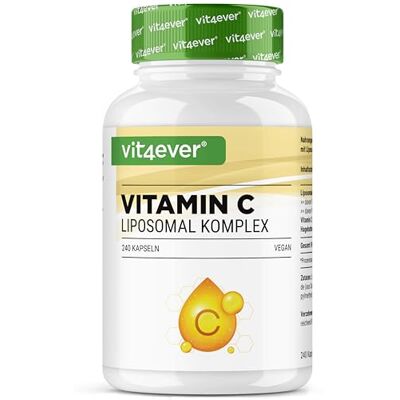 Vit4ever vitamina C lipossomal 240 cápsulas Premium alta dose 1000 mg de vitamina C pura por dia Fórmula Lipossomal alta biodisponibilidade Vegan Vit4ever vitamina C lipossomal 240 cápsulas Premium alta dose 1000 mg de vitamina C pura por dia Fórmula Lipossomal alta biodisponibilidade Vegan