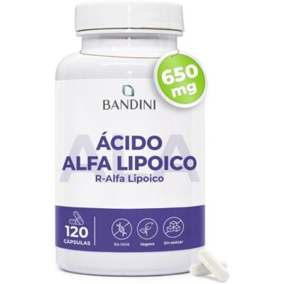 BANDINI ® Ácido Alfa Lipóico (ALA) 650 mg 120 cápsulas de alta potência para veganos Máxima Absorção Antioxidante Natural, ajuda a reduzir a inflamação Não OGM Fornecimento para 4 meses para veganos Máxima Absorción Antioxidante Natural, a BANDINI ® Ácido Alfa Lipóico (ALA) 650 mg 120 cápsulas de alta potência para veganos Máxima Absorção Antioxidante Natural, ajuda a reduzir a inflamação Não OGM Fornecimento para 4 meses para veganos Máxima Absorción Antioxidante Natural, a