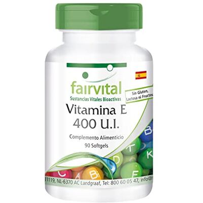 fairvital Cápsulas de vitamina E 400 UI, 90 cápsulas macias, fáceis de engolir, ALTA DOSIS, antioxidante fairvital Cápsulas de vitamina E 400 UI, 90 cápsulas macias, fáceis de engolir, ALTA DOSIS, antioxidante