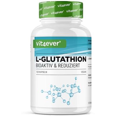 Vit4ever L-Glutationa 120 cápsulas com 500 mg por cápsula Premium: Glutationa reduzida e bioativa de fermentação Altamente dosado Vegano De Fermentación Alta Biodisponibilidad Alta dosis Vegano Vit4ever L-Glutationa 120 cápsulas com 500 mg por cápsula Premium: Glutationa reduzida e bioativa de fermentação Altamente dosado Vegano De Fermentación Alta Biodisponibilidad Alta dosis Vegano