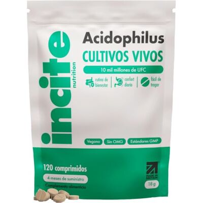 Incite Nutrition Comprimidos de culturas vivas de ácido philus 10 mil milhões de UFC. Complemento para 4 meses de Lactobacillus Acidophilus. Saúde intestinal e digestiva. Para vegetais e veganos Incite Nutrition Comprimidos de culturas vivas de ácido philus 10 mil milhões de UFC. Complemento para 4 meses de Lactobacillus Acidophilus. Saúde intestinal e digestiva. Para vegetais e veganos