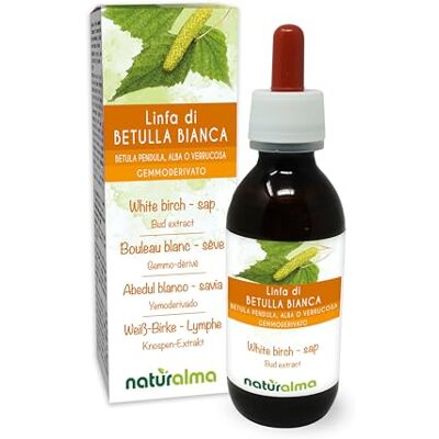 Naturalma Bétula branca (Betula pendula, alva ou verrucose) Yemoderivato sem álcool de seiva fresca extrato líquido gotas 120 ml complemento alimentar Vegan Naturalma Bétula branca (Betula pendula, alva ou verrucose) Yemoderivato sem álcool de seiva fresca extrato líquido gotas 120 ml complemento alimentar Vegan