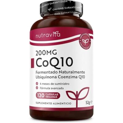 Nutravita Coenzima Q10 200 mg 120 cápsulas veganas de CoQ10, 4 meses Alta potência -100% pura naturalmente fermentada Coenzima Q10 Ubiquinol CoQ10 antioxidante Nutravita Coenzima Q10 200 mg 120 cápsulas veganas de CoQ10, 4 meses Alta potência -100% pura naturalmente fermentada Coenzima Q10 Ubiquinol CoQ10 antioxidante