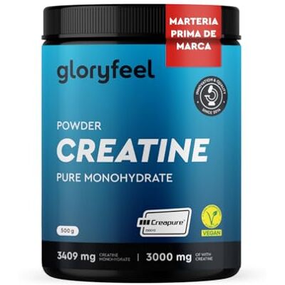 Gloryfeel Creatina mono-hidratada 500 g (Creapure®) Pó micronizado 99,99% puro 147 porções de creatina mono-hidratada, 3409 mg por dia, Matéria-prima de primeira qualidade da Alemanha sem aditivos Gloryfeel Creatina mono-hidratada 500 g (Creapure®) Pó micronizado 99,99% puro 147 porções de creatina mono-hidratada, 3409 mg por dia, Matéria-prima de primeira qualidade da Alemanha sem aditivos