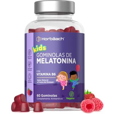 Horbäach Melatonina gomas para crianças com vitamina B6-2 meses de fornecimento 60 Vegan Gummies Melatonin Gummies de Horbaach Horbäach Melatonina gomas para crianças com vitamina B6-2 meses de fornecimento 60 Vegan Gummies Melatonin Gummies de Horbaach