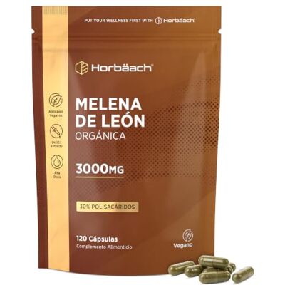 Horbäach Melena de leão cápsulas 3000 mg Cogumelo Hericium Cogumelo de Helena de Nootrópico Suplemento orgânico de Lions Mane Mushroom de alta resistência 120 cápsulas veganas de Horbaach Horbäach Melena de leão cápsulas 3000 mg Cogumelo Hericium Cogumelo de Helena de Nootrópico Suplemento orgânico de Lions Mane Mushroom de alta resistência 120 cápsulas veganas de Horbaach