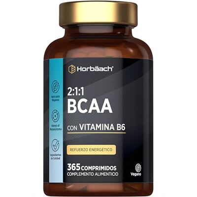 Horbäach BCAA Aminoácidos 2:1:1-1000 mg por comprimido fornecimento de até 1 ano 365 Comprimidos veganos, com vitamina B6 e amminoácidos aminados L, Leucina, L, Isoleucina e L-Valina, Keto, Horbaach Horbäach BCAA Aminoácidos 2:1:1-1000 mg por comprimido fornecimento de até 1 ano 365 Comprimidos veganos, com vitamina B6 e amminoácidos aminados L, Leucina, L, Isoleucina e L-Valina, Keto, Horbaach