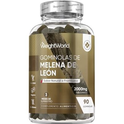 WeightWorld Gominolas de melena de leão 2000 mg 90 gomas sabor framboesas, 3 meses de fornecimento Gummies de extrato de leão Mane suplemento adequado para veganos, sem OGM, sem glúten WeightWorld Gominolas de melena de leão 2000 mg 90 gomas sabor framboesas, 3 meses de fornecimento Gummies de extrato de leão Mane suplemento adequado para veganos, sem OGM, sem glúten