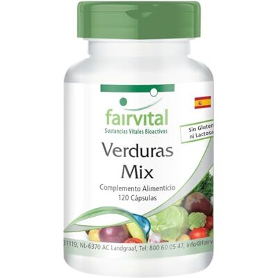 fairvital Mistura de legumes, 120 cápsulas, ALTA DOSIS, VEGANO, 10 variedades de vegetais fairvital Mistura de legumes, 120 cápsulas, ALTA DOSIS, VEGANO, 10 variedades de vegetais