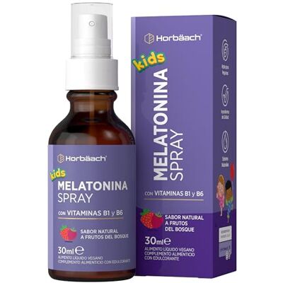 Horbäach Melatonina para crianças gotas com vitamina B1 & B6, Melatonin Spray Sabor dos frutos da floresta 0,5 mg Horbaach Horbäach Melatonina para crianças gotas com vitamina B1 & B6, Melatonin Spray Sabor dos frutos da floresta 0,5 mg Horbaach