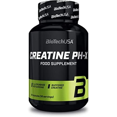 BioTechUSA Creatine pH-X Com creatina tamponada CreaBASE Monohidrato de creatina Fórmula em cápsulas, sem glúten, lactose ou açúcar, 90 cápsulas BioTechUSA Creatine pH-X Com creatina tamponada CreaBASE Monohidrato de creatina Fórmula em cápsulas, sem glúten, lactose ou açúcar, 90 cápsulas