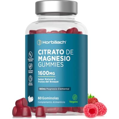 Horbäach Citrato de magnésio ginolas para adultos 1600 mg 180 mg magnésio elemental 60 Gummies Veganas Sabor Fresa Citrato de Magnesio Magnesium Supplement Horbaach Horbäach Citrato de magnésio ginolas para adultos 1600 mg 180 mg magnésio elemental 60 Gummies Veganas Sabor Fresa Citrato de Magnesio Magnesium Supplement Horbaach