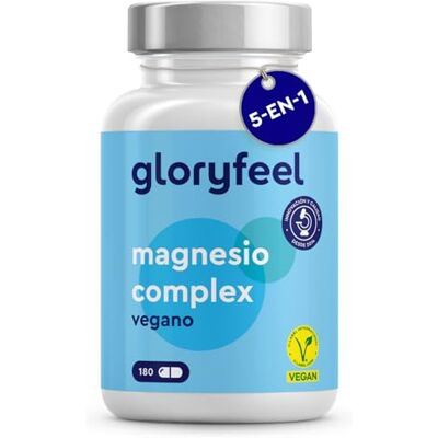Gloryfeel Magnesio Complex 400mg 5 Formas: Citrato, Bisglicinato, Malato, Óxido y Ascorbato de magnesiode Para soporte músculos, fatiga y sistema nervioso* Probado en laboratorio Gloryfeel Magnesio Complex 400mg 5 Formas: Citrato, Bisglicinato, Malato, Óxido y Ascorbato de magnesiode Para soporte músculos, fatiga y sistema nervioso* Probado en laboratorio