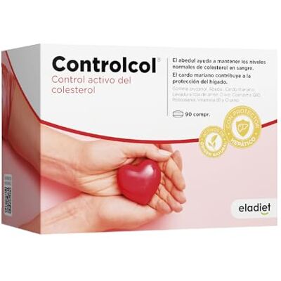 Eladiet CONTROCOL à base de levedura de arroz vermelho reduzir o colesterol, controlo de riglicerídeos e protetor do fígado, com Q10, silimarina, cardo mariano, policosanol, crómio, 90 comprimidos Eladiet CONTROCOL à base de levedura de arroz vermelho reduzir o colesterol, controlo de riglicerídeos e protetor do fígado, com Q10, silimarina, cardo mariano, policosanol, crómio, 90 comprimidos