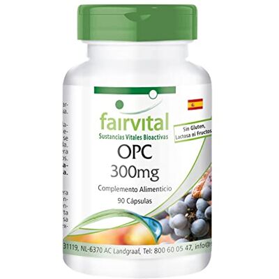 fairvital OPC extrato de semente de uva, 900 mg por dose diária, 90 cápsulas, fáceis de engolir, ALTA DOSE, VEGANO, proantocianidinas oligoméricas fairvital OPC extrato de semente de uva, 900 mg por dose diária, 90 cápsulas, fáceis de engolir, ALTA DOSE, VEGANO, proantocianidinas oligoméricas