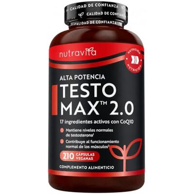 Nutravita Testomax 2.0 para homem 210 Testo cápsulas veganas Com Maca peruana, Ashwagandha KSM-66, CoQ10, raiz de maca testosterona homem Nutravita Testomax 2.0 para homem 210 Testo cápsulas veganas Com Maca peruana, Ashwagandha KSM-66, CoQ10, raiz de maca testosterona homem