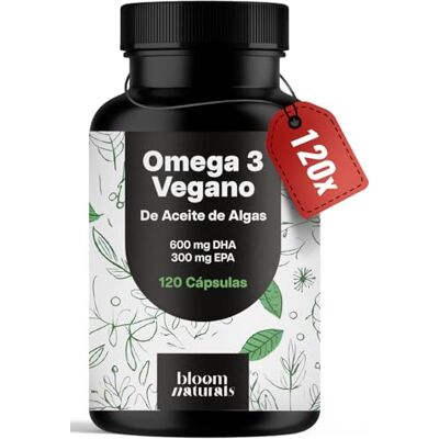 Bloom Naturals Beauty Supplements Ómega 3 Vegan à base de óleo de algas, 120 cápsulas, 2.000 mg por razão diária, 600 mg DHA e 300 mg EPA produzido na Alemanha, analisado em laboratório, ômega 3 vegan cápsulas Bloom Naturals Beauty Supplements Ómega 3 Vegan à base de óleo de algas, 120 cápsulas, 2.000 mg por razão diária, 600 mg DHA e 300 mg EPA produzido na Alemanha, analisado em laboratório, ômega 3 vegan cápsulas