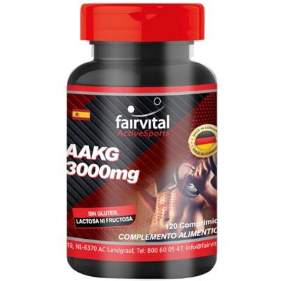 fairvital AAKG 3000 mg, 120 comprimidos, 1000 mg de L-arginina alfa-cetoglutarato por unidade, alta DOSE, Vegano fairvital AAKG 3000 mg, 120 comprimidos, 1000 mg de L-arginina alfa-cetoglutarato por unidade, alta DOSE, Vegano