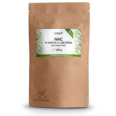 Sanuvit ® Pó NAC 150 g por saco, fornecimento de 6 meses N-acetil-L-cisteína Alta biodisponibilidade e tolerância Vegano Sanuvit ® Pó NAC 150 g por saco, fornecimento de 6 meses N-acetil-L-cisteína Alta biodisponibilidade e tolerância Vegano