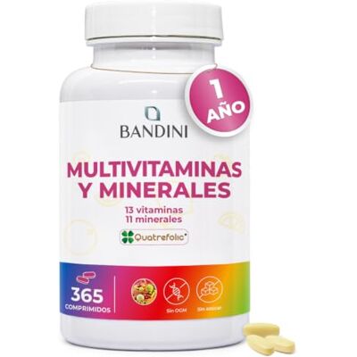 BANDINI ® Multivitaminas para homem e mulher com minerais, 365 comprimidos (1 ano), vitamina C, vitamina B, D, E, magnésio, zinco, cálcio, ferro e mais, 13 vitaminas e 11 minerais, Multivit Vitamina C, Vitamína B, D, E, Magnesio, Zinc, Calcio, Hierro y BANDINI ® Multivitaminas para homem e mulher com minerais, 365 comprimidos (1 ano), vitamina C, vitamina B, D, E, magnésio, zinco, cálcio, ferro e mais, 13 vitaminas e 11 minerais, Multivit Vitamina C, Vitamína B, D, E, Magnesio, Zinc, Calcio, Hierro y