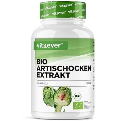 Vit4ever Extrato de alcachofra ecológico 240 cápsulas, 1800 mg por dose diária (2,5% de cinarina) extrato genuíno de alcachofra 20:1 qualidade ecológica Alta dose Vegan Vit4ever Extrato de alcachofra ecológico 240 cápsulas, 1800 mg por dose diária (2,5% de cinarina) extrato genuíno de alcachofra 20:1 qualidade ecológica Alta dose Vegan