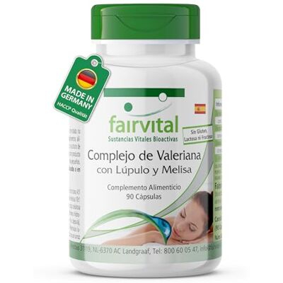 fairvital Complexo de valeriana, 90 cápsulas, fáceis de engolir, ALTA DOSES, VEGANO, com lúpulo e melissa fairvital Complexo de valeriana, 90 cápsulas, fáceis de engolir, ALTA DOSES, VEGANO, com lúpulo e melissa