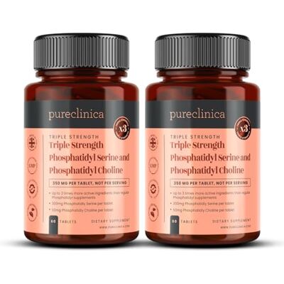 pureclinica FOSFATIDIL SERINA TRIPLE POTÊNCIA e FOSFATIDIL COLINA x 120 comprimidos pureclinica FOSFATIDIL SERINA TRIPLE POTÊNCIA e FOSFATIDIL COLINA x 120 comprimidos