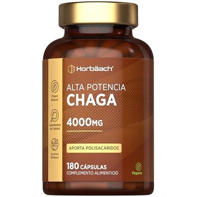 Horbäach Chaga Mushroom cápsulas 4000 mg Suplemento de cogumelos vegan de alta potência 180 cápsulas de pó de origem natural Horbaach Horbäach Chaga Mushroom cápsulas 4000 mg Suplemento de cogumelos vegan de alta potência 180 cápsulas de pó de origem natural Horbaach
