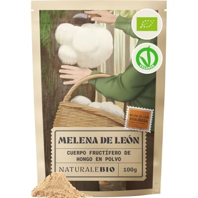 NaturaleBio Melena de leão em pó 100 g 100 % ecológica, vegana, sem glúten, sem OGM, apoia a função cognitiva, saúde intestinal e sistema imunitário, rica em compostos bioativos NaturaleBio Melena de leão em pó 100 g 100 % ecológica, vegana, sem glúten, sem OGM, apoia a função cognitiva, saúde intestinal e sistema imunitário, rica em compostos bioativos