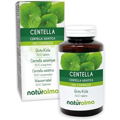 Naturalma Centella asiática (Centella asiatica) erva 150 g 300 comprimidos Suplemento alimentar Natural e Vegano Naturalma Centella asiática (Centella asiatica) erva 150 g 300 comprimidos Suplemento alimentar Natural e Vegano