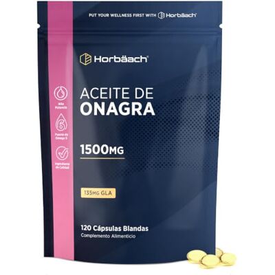 Horbäach Aceite de Onagra Perlas 1500 mg Bienestar Femenino de Alta Resistencia Omega 6 e GLA 120 cápsulas by Horbaach Horbäach Aceite de Onagra Perlas 1500 mg Bienestar Femenino de Alta Resistencia Omega 6 e GLA 120 cápsulas by Horbaach