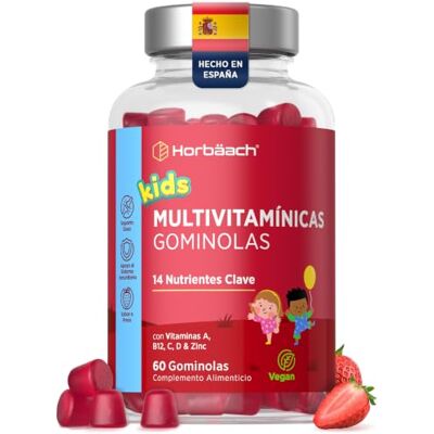 Horbäach Gomas Multivitamínicas para Crianças Sabor Morango 14 Vitaminas e Minerais com Biotina, Zinco, Ácido Fólico, Iodo, Colina 60 Gomas Veganas Gomas Multivitamínicas by Horbaach con Biotina, Zinc, Ácido Fólico, Yodo, Colina 60 Gummies Veg Horbäach Gomas Multivitamínicas para Crianças Sabor Morango 14 Vitaminas e Minerais com Biotina, Zinco, Ácido Fólico, Iodo, Colina 60 Gomas Veganas Gomas Multivitamínicas by Horbaach con Biotina, Zinc, Ácido Fólico, Yodo, Colina 60 Gummies Veg