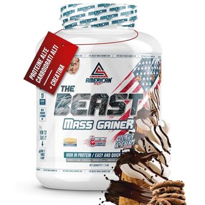 AS AMERICAN SUPLEMENT The Beast Mass Gainer 2 kg, proteção de soro de leite, ajuda a aumentar de peso, alto em carboidratos e proteínas, 2 kg, cookies e cream) AS AMERICAN SUPLEMENT The Beast Mass Gainer 2 kg, proteção de soro de leite, ajuda a aumentar de peso, alto em carboidratos e proteínas, 2 kg, cookies e cream)