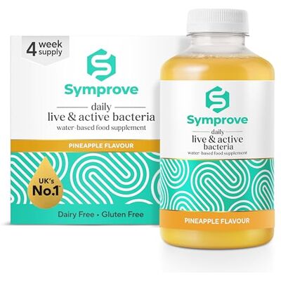 Symprove Suplemento de saúde intestinal de abacaxi, 4 bebidas probióticas de 500 ml com bactérias vivas e ativas, vegan, sem laticínios, fórmula à base de água, suporte digestivo diário Symprove Suplemento de saúde intestinal de abacaxi, 4 bebidas probióticas de 500 ml com bactérias vivas e ativas, vegan, sem laticínios, fórmula à base de água, suporte digestivo diário