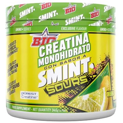 BIG Crea Purest Creatina monohidratada Smint Limon 340 g Creatina monohidratada de matéria-prima premium. Aumenta o desempenho físico e melhora a recuperação muscular. BIG Crea Purest Creatina monohidratada Smint Limon 340 g Creatina monohidratada de matéria-prima premium. Aumenta o desempenho físico e melhora a recuperação muscular.