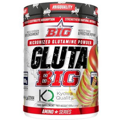 BIG Glutamina L Glutamina micronizada Kyowa® para recuperação muscular, L-glutamina Kyowa ® L-glutamina matéria-prima premium com sabores exclusivos fornecimento de 3 meses (600 g, Fresh BIG Glutamina L Glutamina micronizada Kyowa® para recuperação muscular, L-glutamina Kyowa ® L-glutamina matéria-prima premium com sabores exclusivos fornecimento de 3 meses (600 g, Fresh