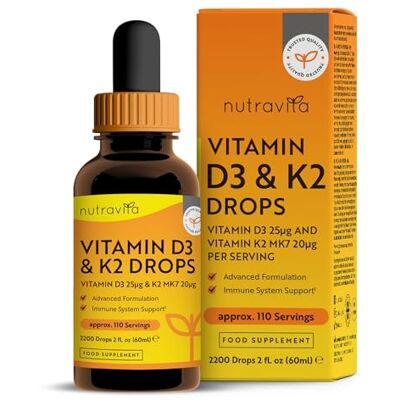 Nutravita Vitamina D3 K2 gotas 1000 UI Vitamina D Líquida 25 fagor g K2 Mk7 20 fagor g suplemento, colecalciferol, D3 e K2 de alta potência Nutravita Vitamina D3 K2 gotas 1000 UI Vitamina D Líquida 25 fagor g K2 Mk7 20 fagor g suplemento, colecalciferol, D3 e K2 de alta potência