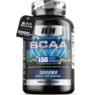 Iron Labs Nutrition ILN BCAA Cápsulas 3000 mg Suplemento de aminoácidos 2:1:1 Essenciais (150 cápsulas, fornecimento de 1 mês) – Vegan e vegetariano Iron Labs Nutrition ILN BCAA Cápsulas 3000 mg Suplemento de aminoácidos 2:1:1 Essenciais (150 cápsulas, fornecimento de 1 mês) – Vegan e vegetariano